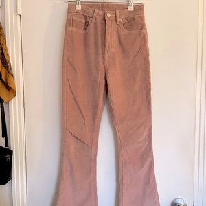 dusty pink corduroy flare pants